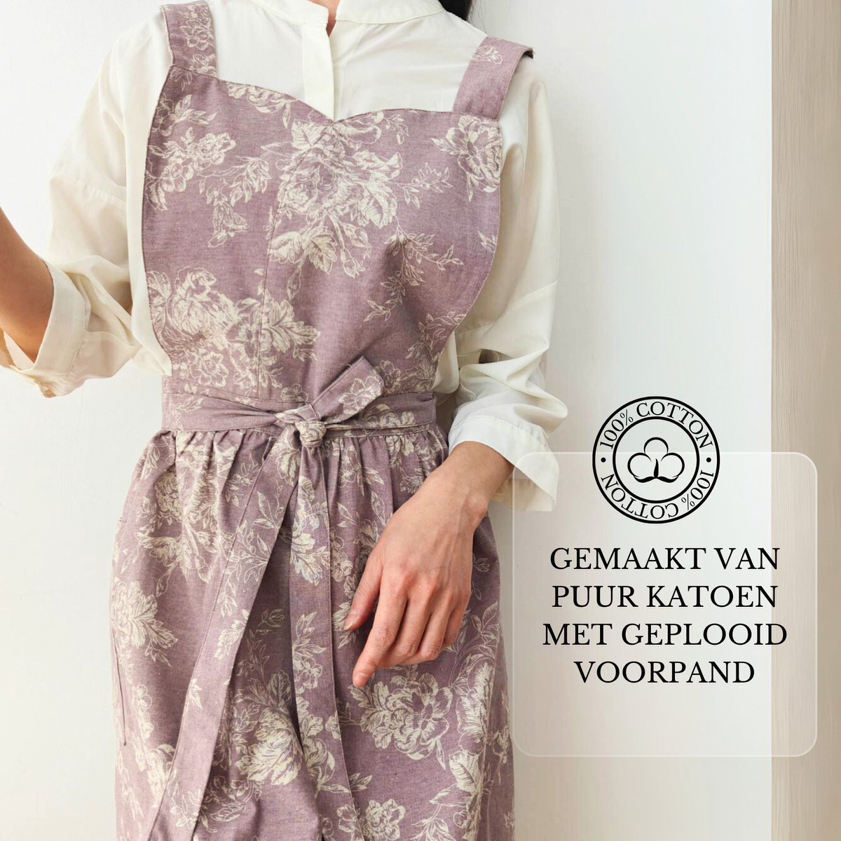 Keukenschort Paars Gebloemd