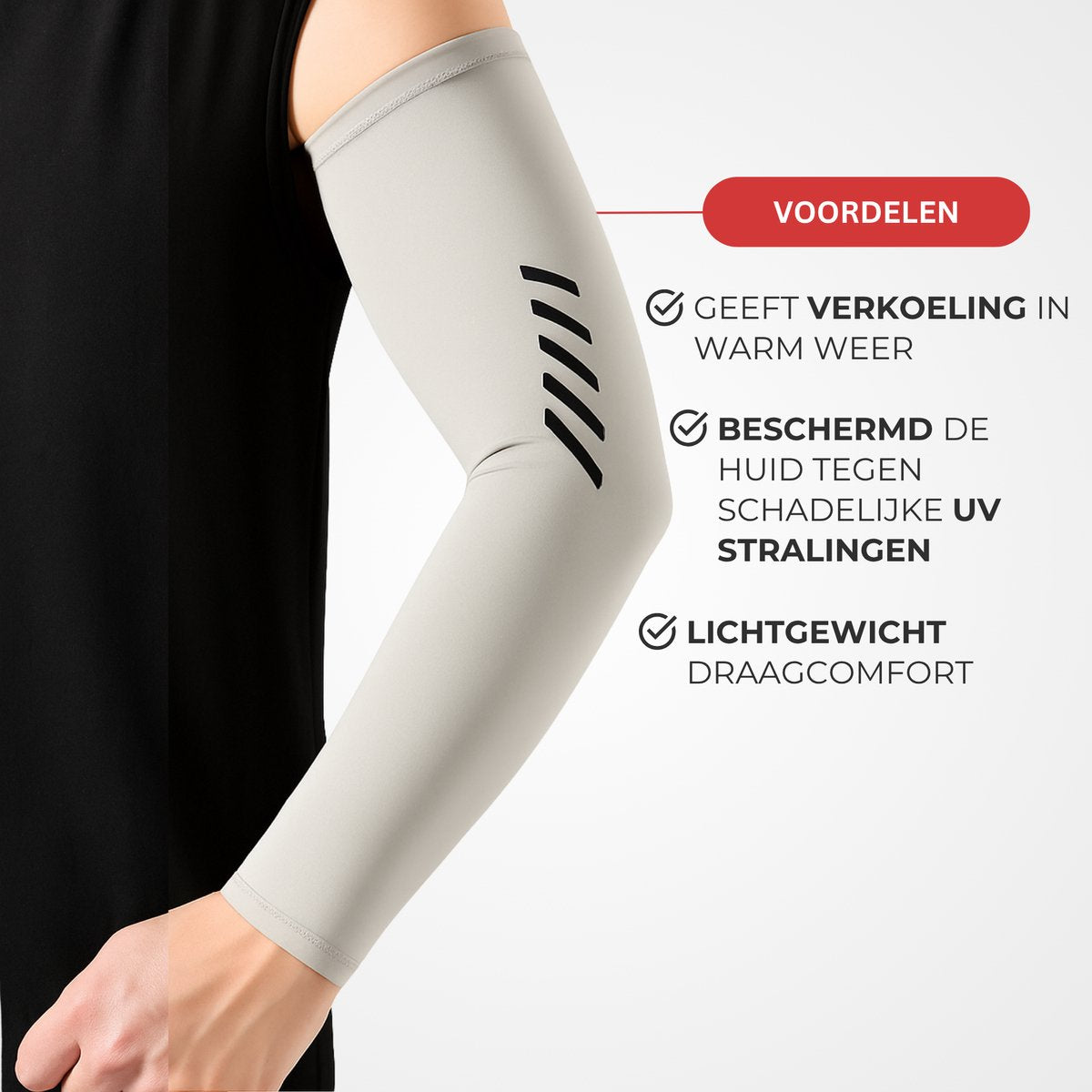 UPF 50+ UV Bescherming Arm Sleeves 2 Stuks Licht Grijs