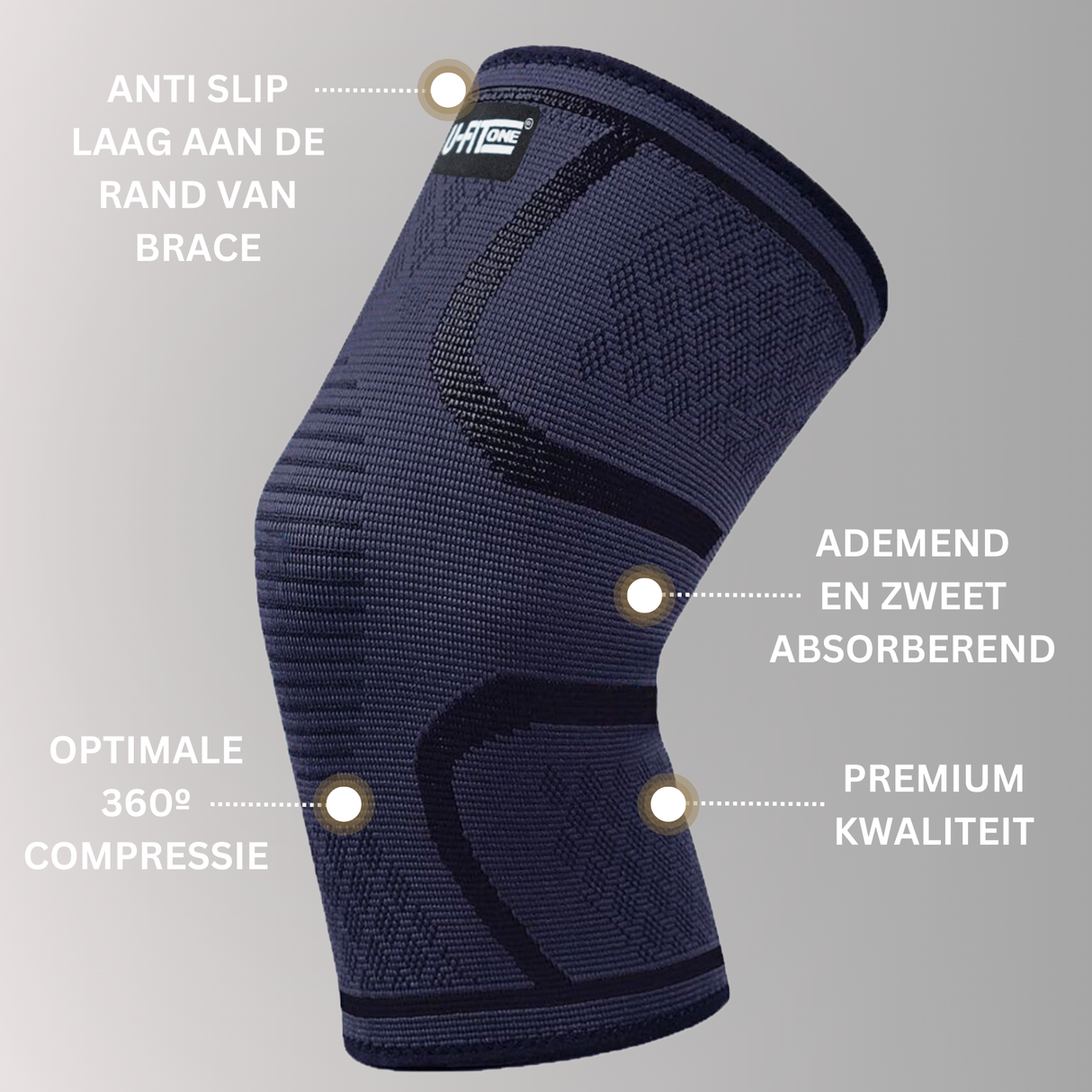 3D Compressie Kniebrace Navy 1 Paar