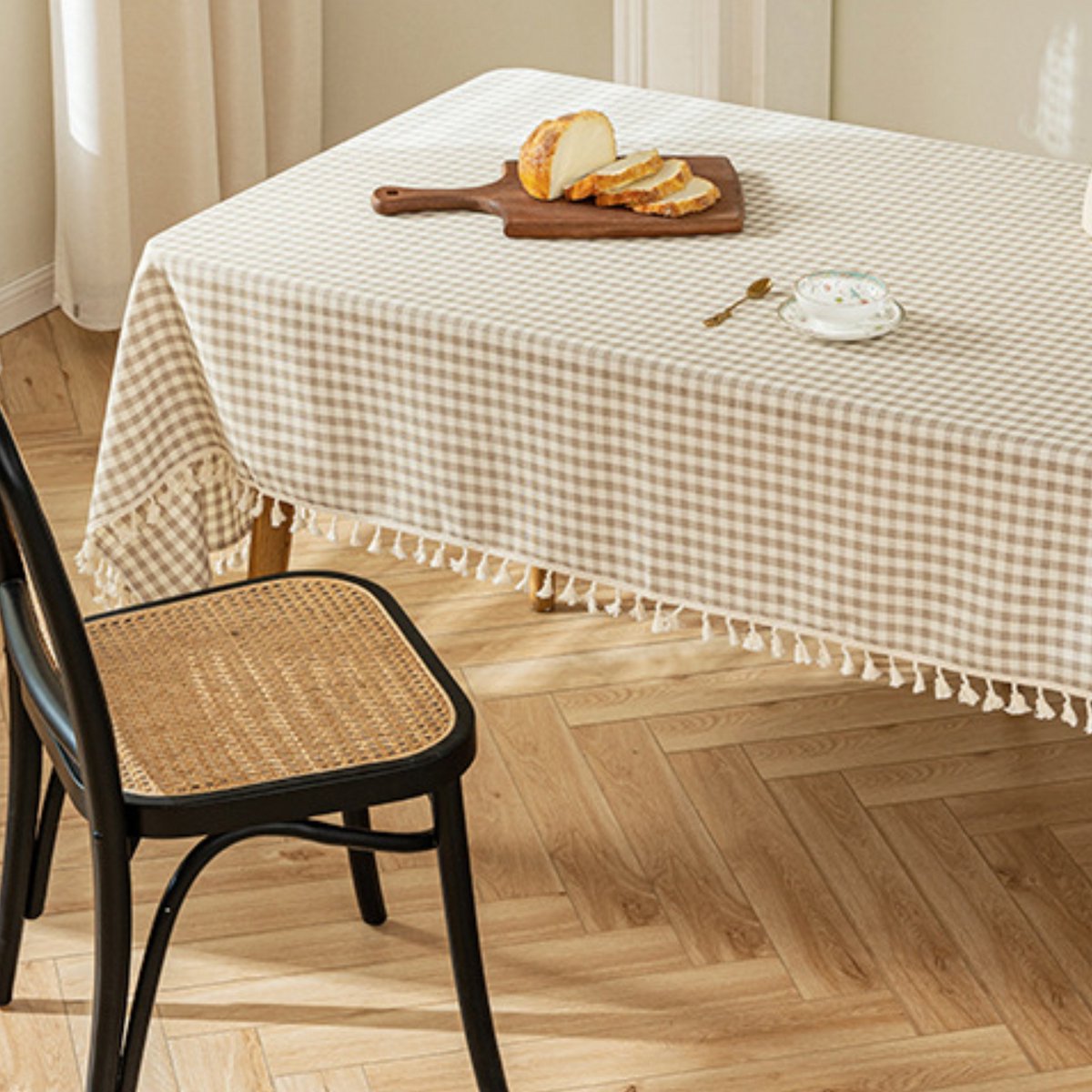 Tafelkleed Beige Geruit 135x240cm