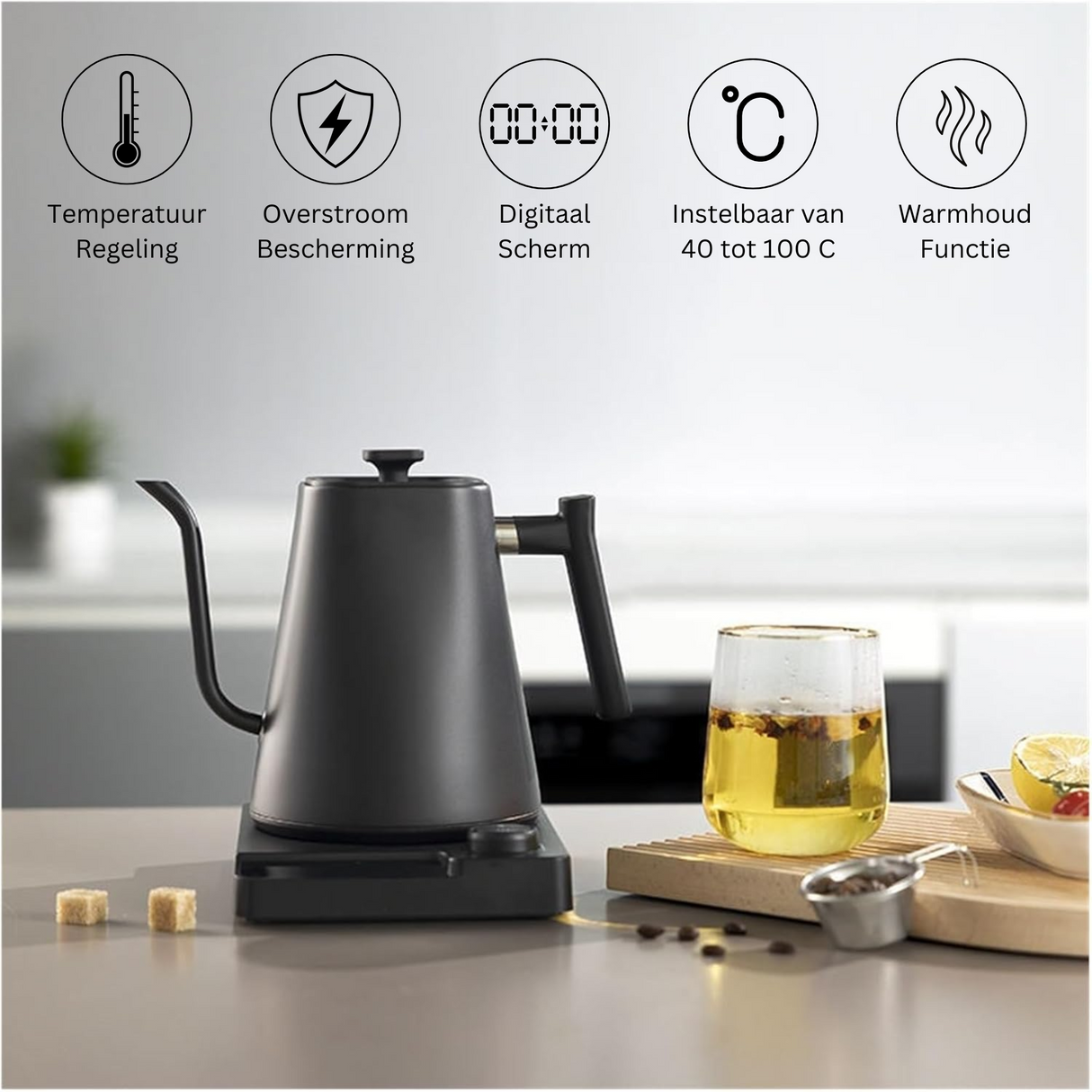 Gooseneck Waterkoker Zwart