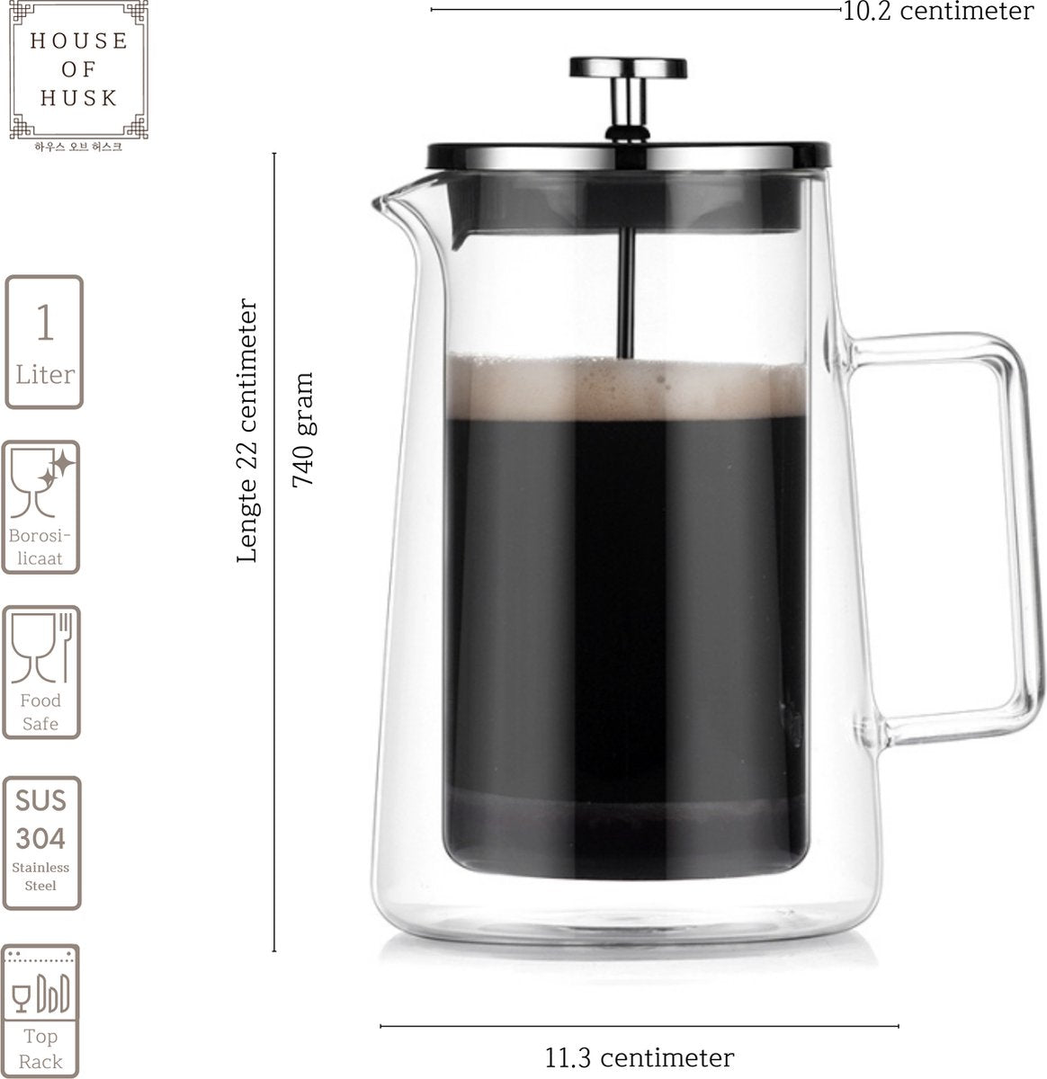 Dubbelwandige Cafetière 1L
