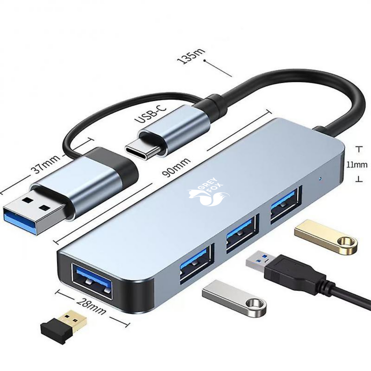 4-in-1 USB 3.0, Type C Hub