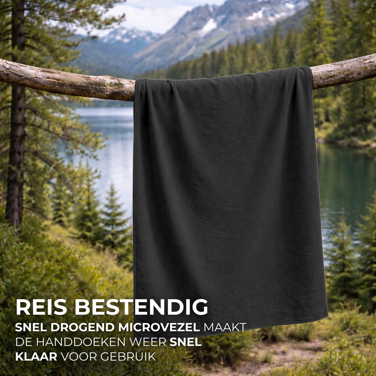 Sneldrogende Microvezel Handdoek Set Zwart