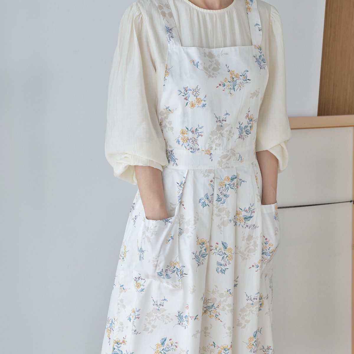 Keukenschort Wit Gebloemd