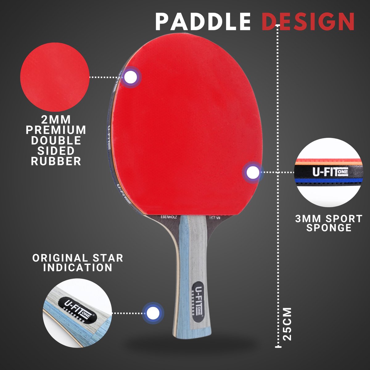 Premium Tafeltennis Bat 1 Stuk 8 Star