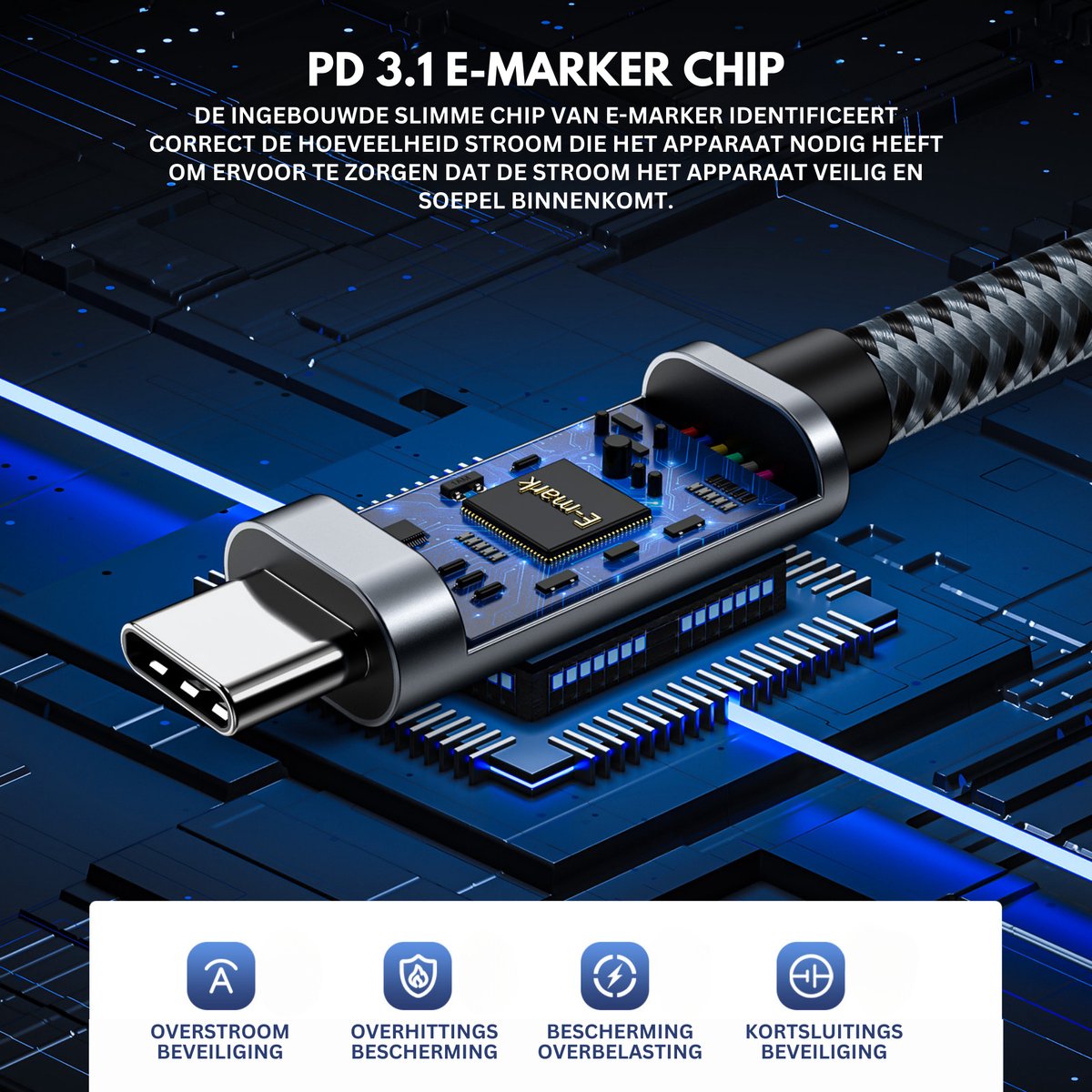 Power Charge USB-C Oplaadkabels 2 Stuks