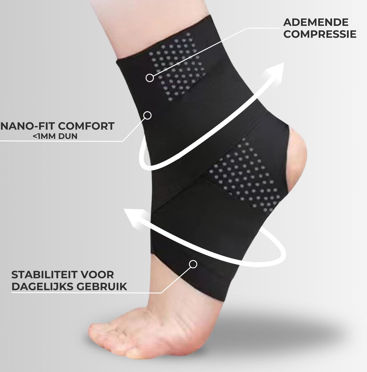 Enkelbrace Dun Zwart 1 Paar