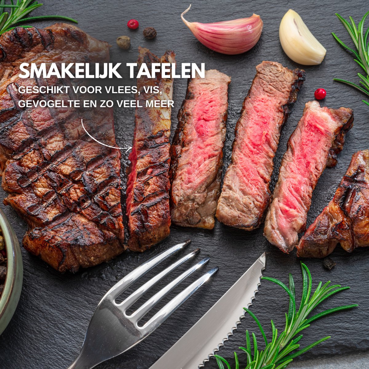 Steakmessen Zilver 8 Stuks