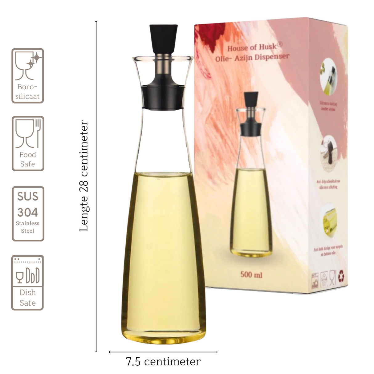 Glazen Olie Dispenser 500ml 2 Stuks