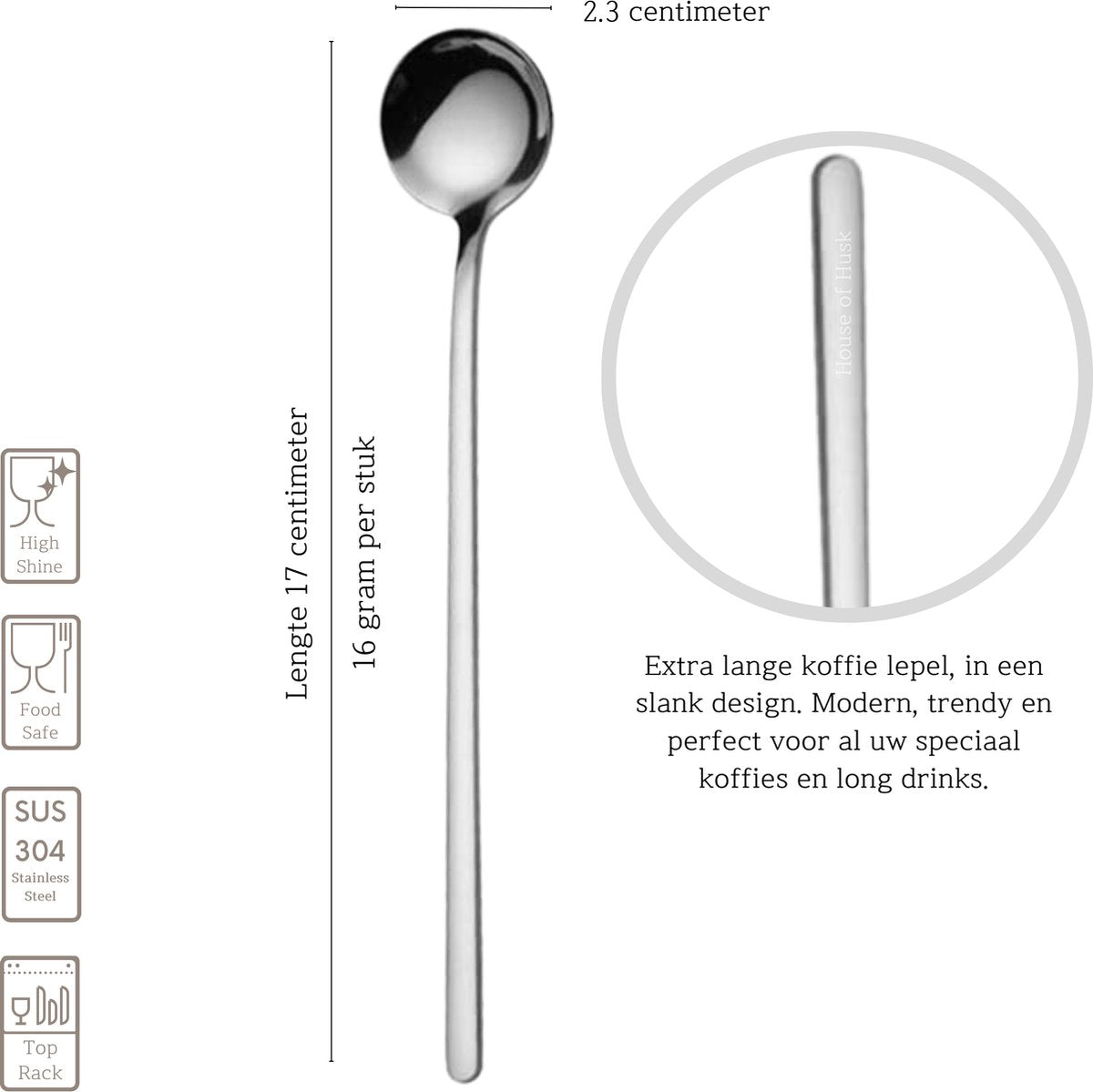 Theelepels 17cm Zilver 6 Stuks