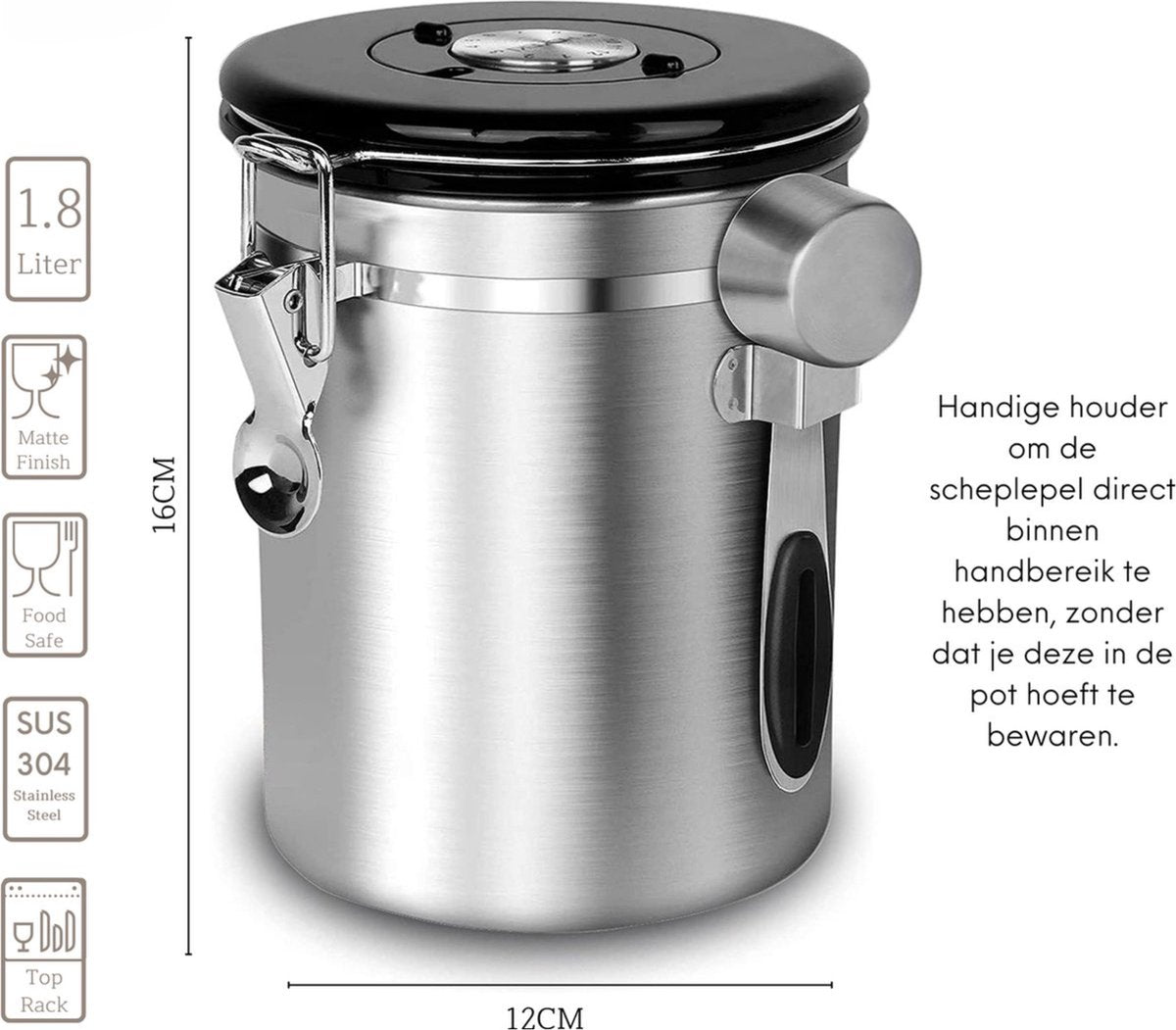 Koffieblik met CO² Ventilatie Zilver