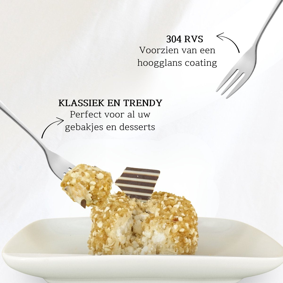 Gebaksvorken 12 Stuks Zilver