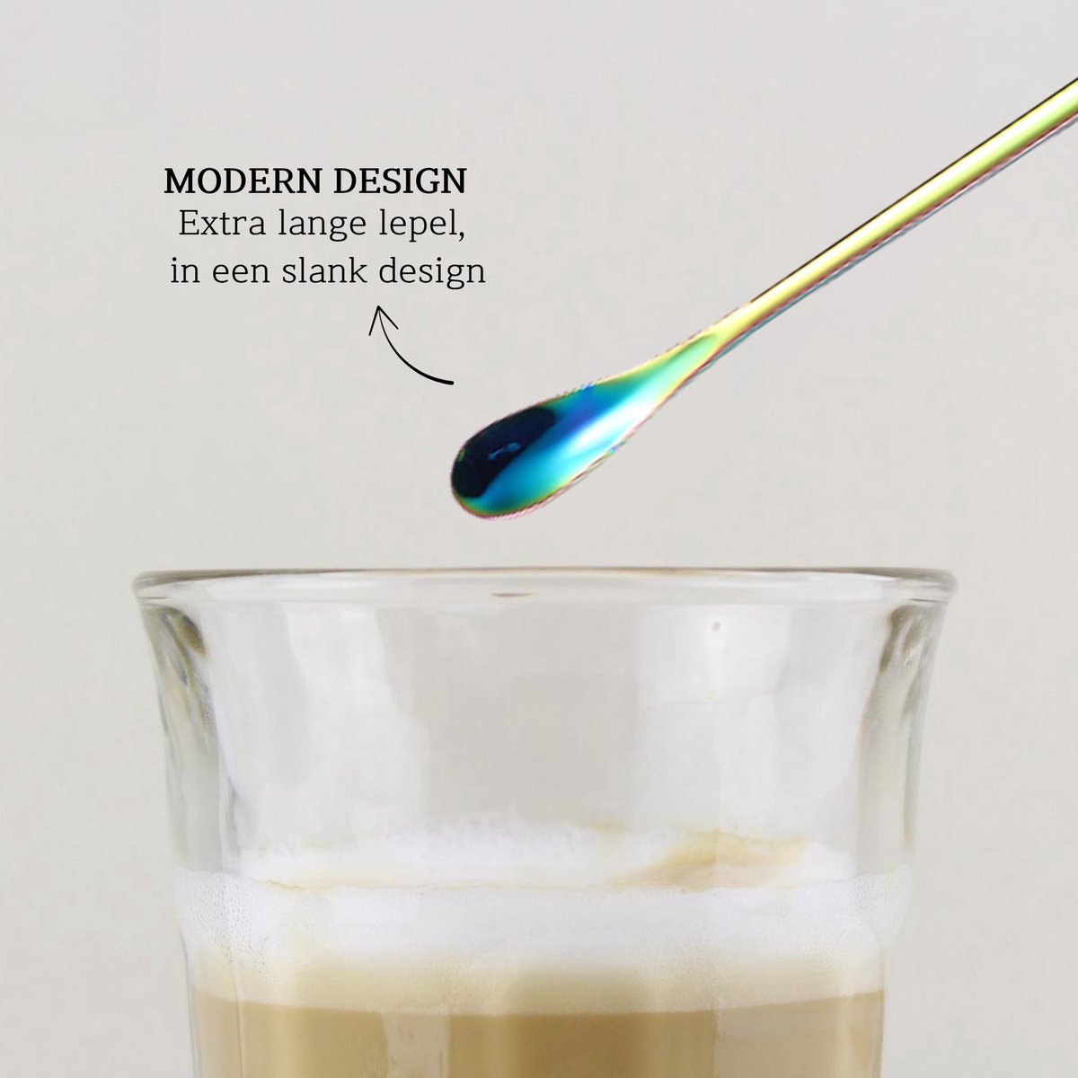 Dun Longdrinklepels 22cm Rainbow 6 Stuks