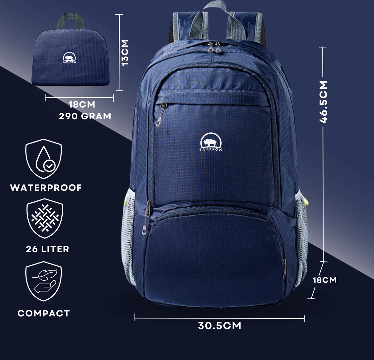 Opvouwbare Rugtas 26 Liter Blauw