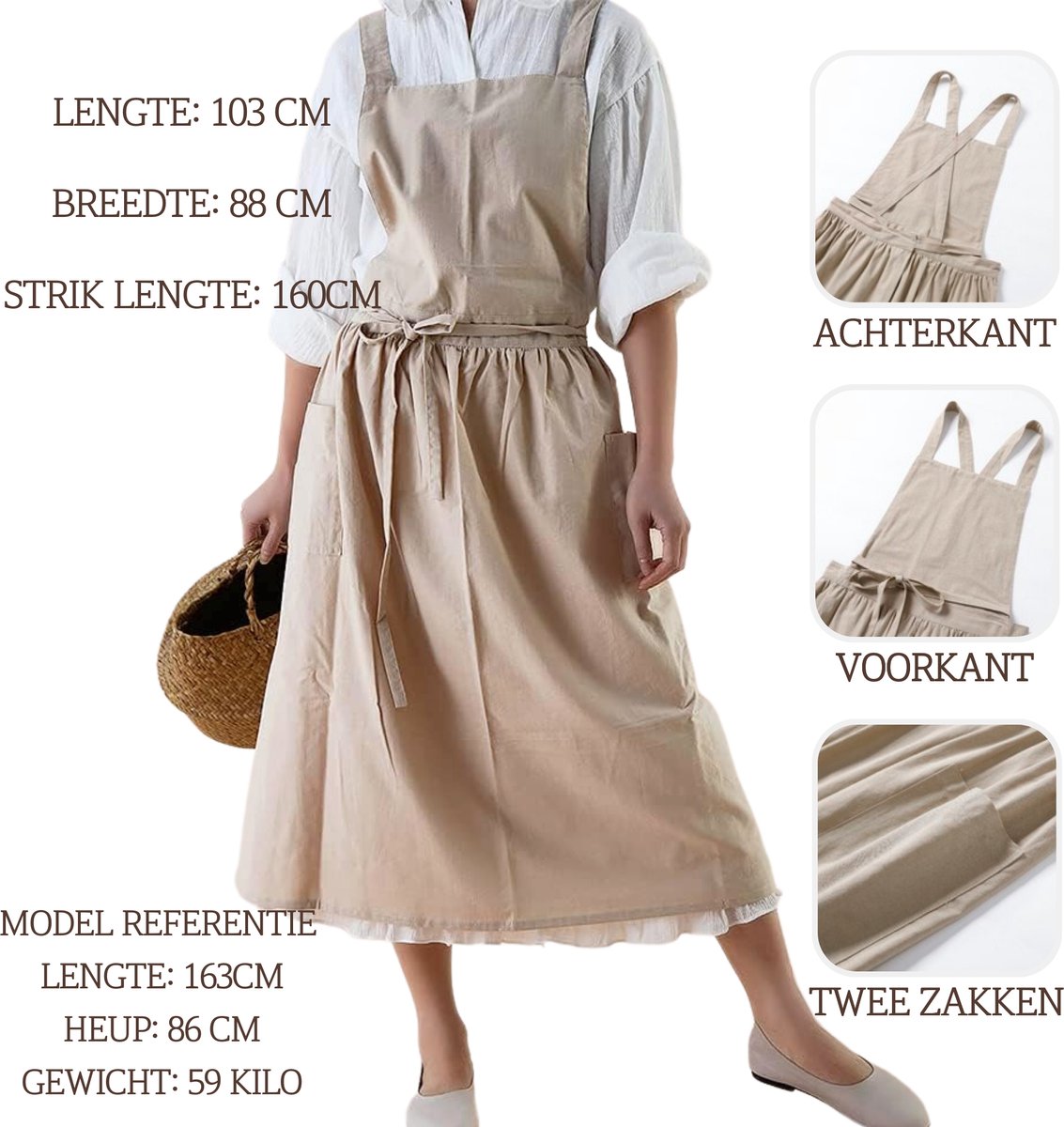 Keukenschort 'Ruffle' Beige