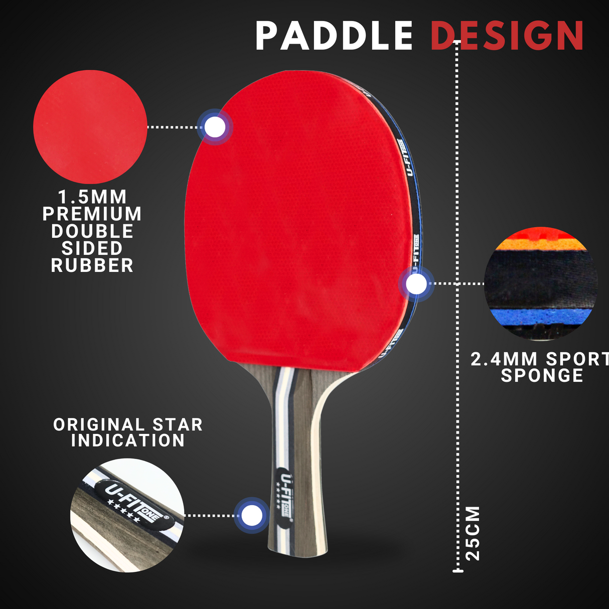 Premium Tafeltennis Batjes 4 Stuks 5 Star