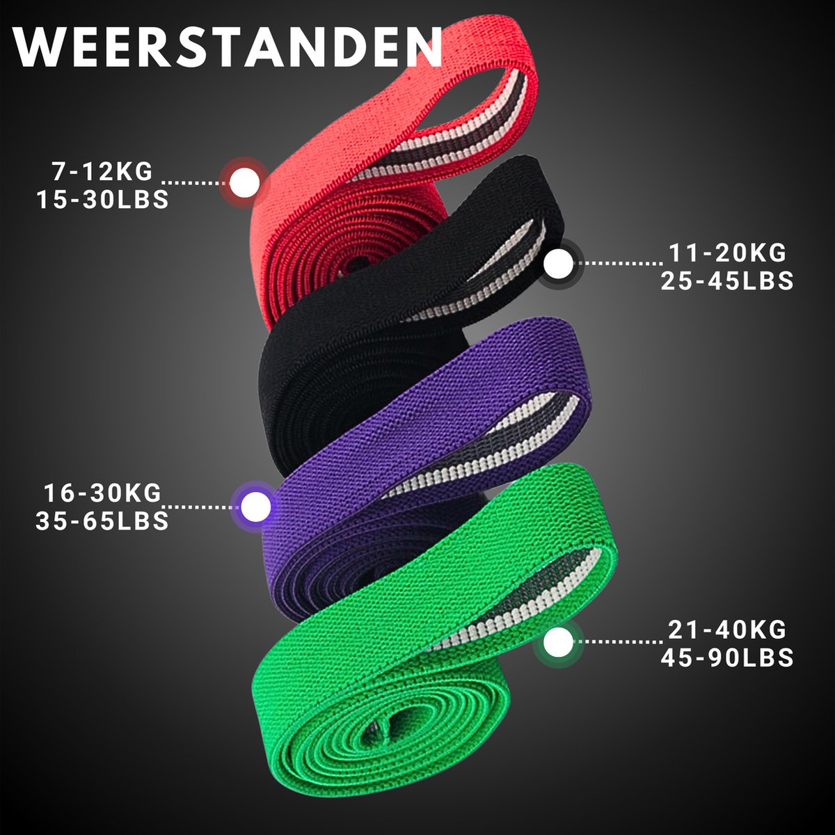 Long Stoffen Resistance Band Set