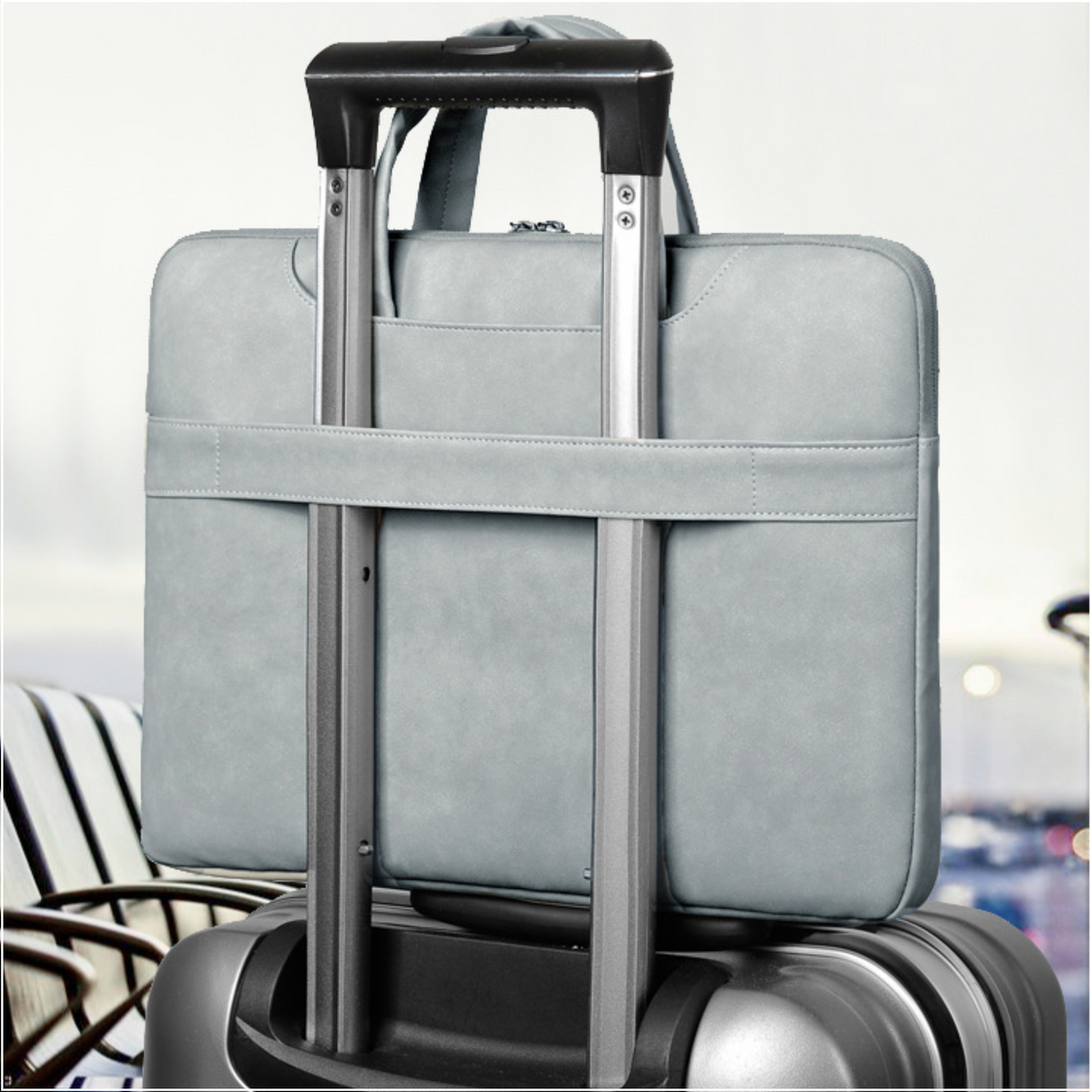 PU Leren Laptophoes Blauw