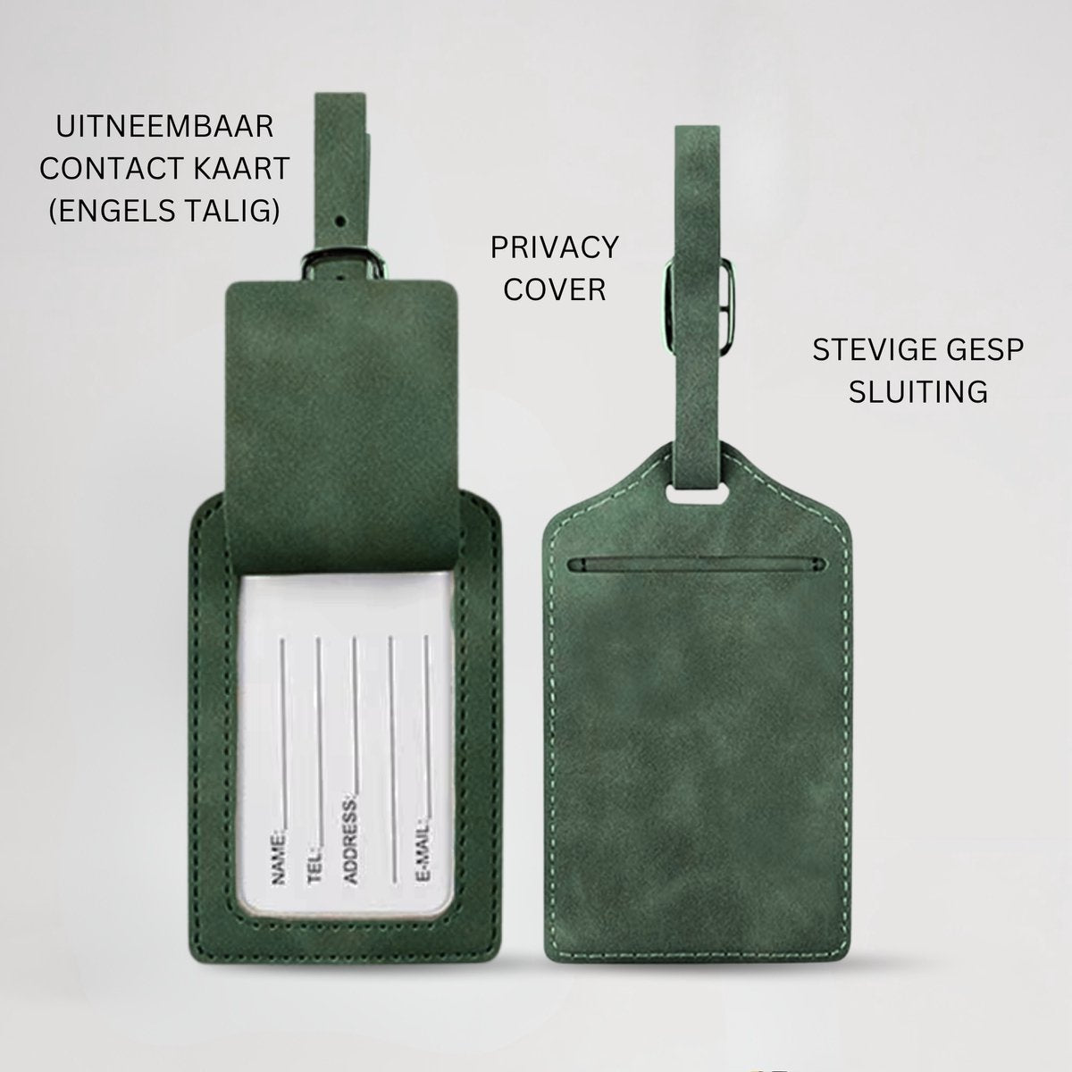 Paspoort Hoesje met Bagagelabel Donker Groen