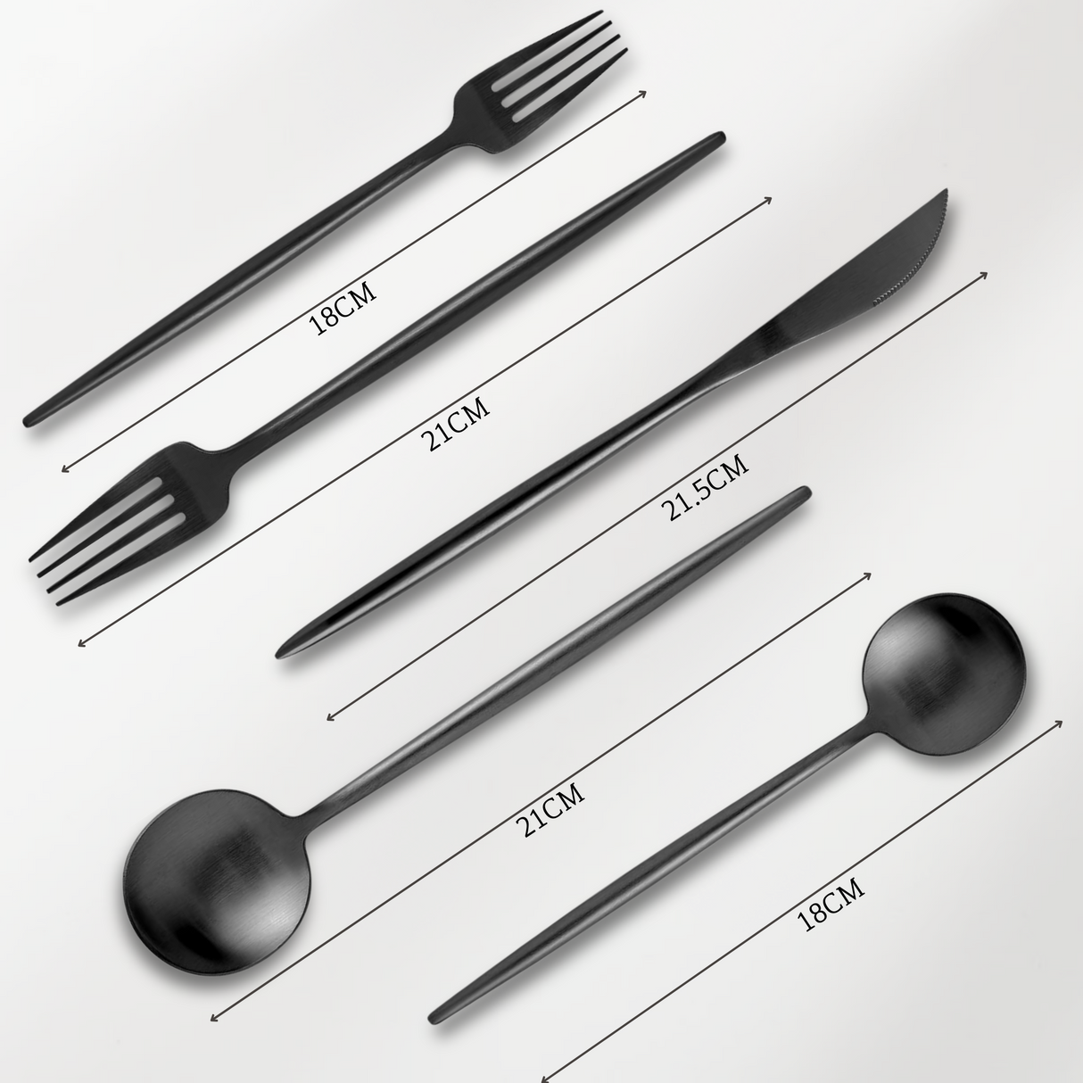 Bestek 5-delig 1 Persoons Set Mat Zwart