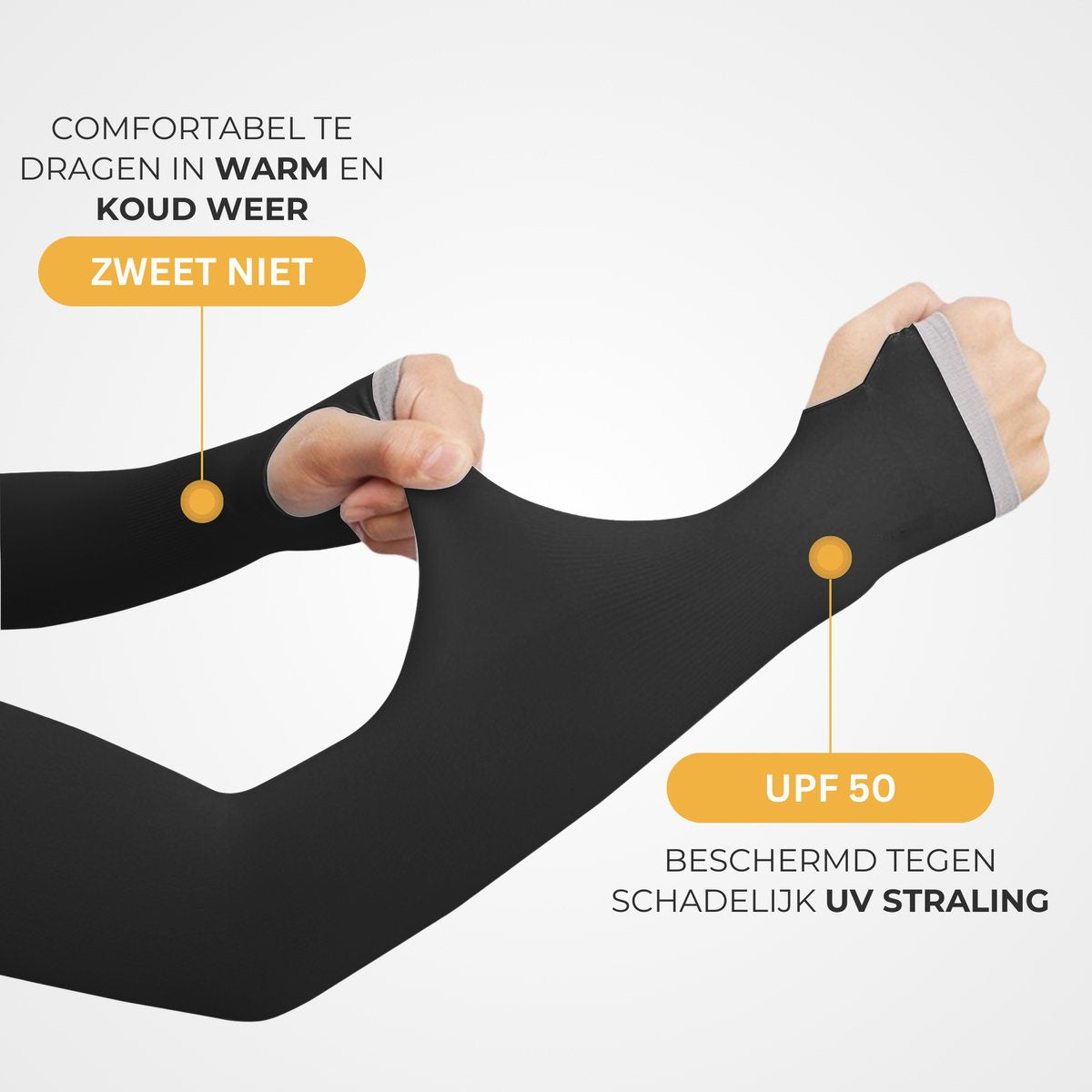 UPF 50 UV Bescherming Arm Sleeves 2 Stuks Zwart