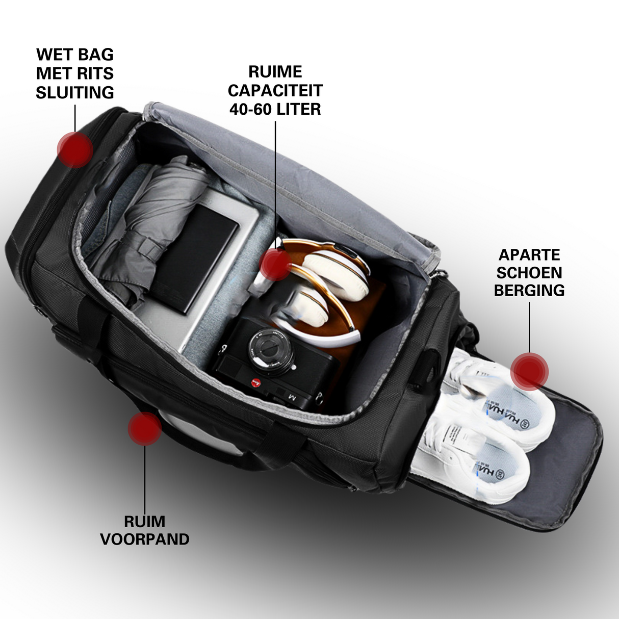 Duffel Bag Sport 40L Tas Zwart