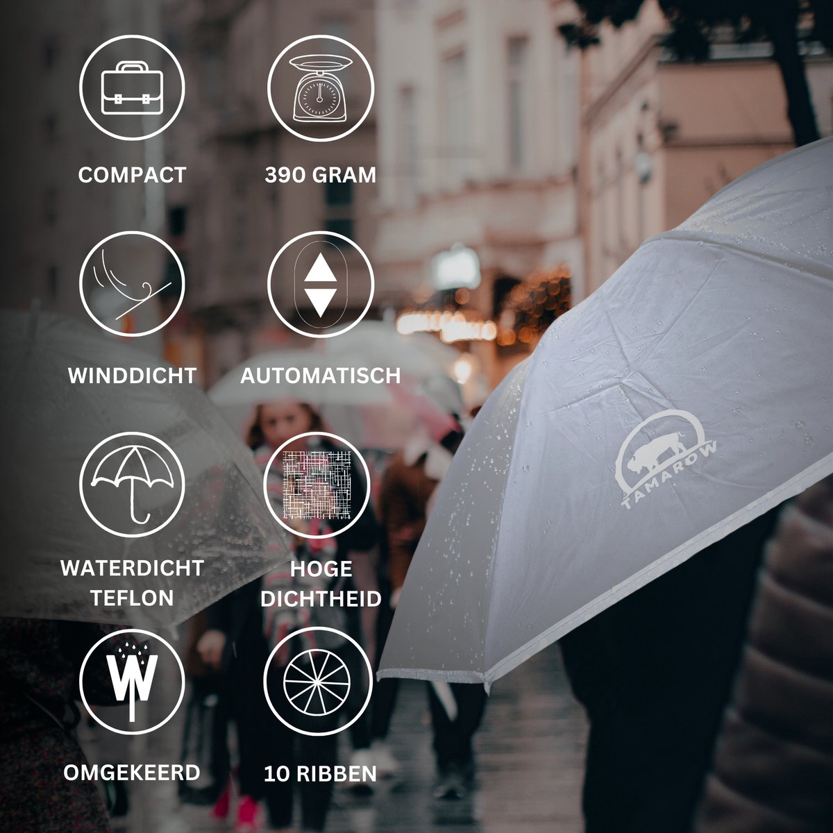 Automatisch Opvouwbare Paraplu Grijs