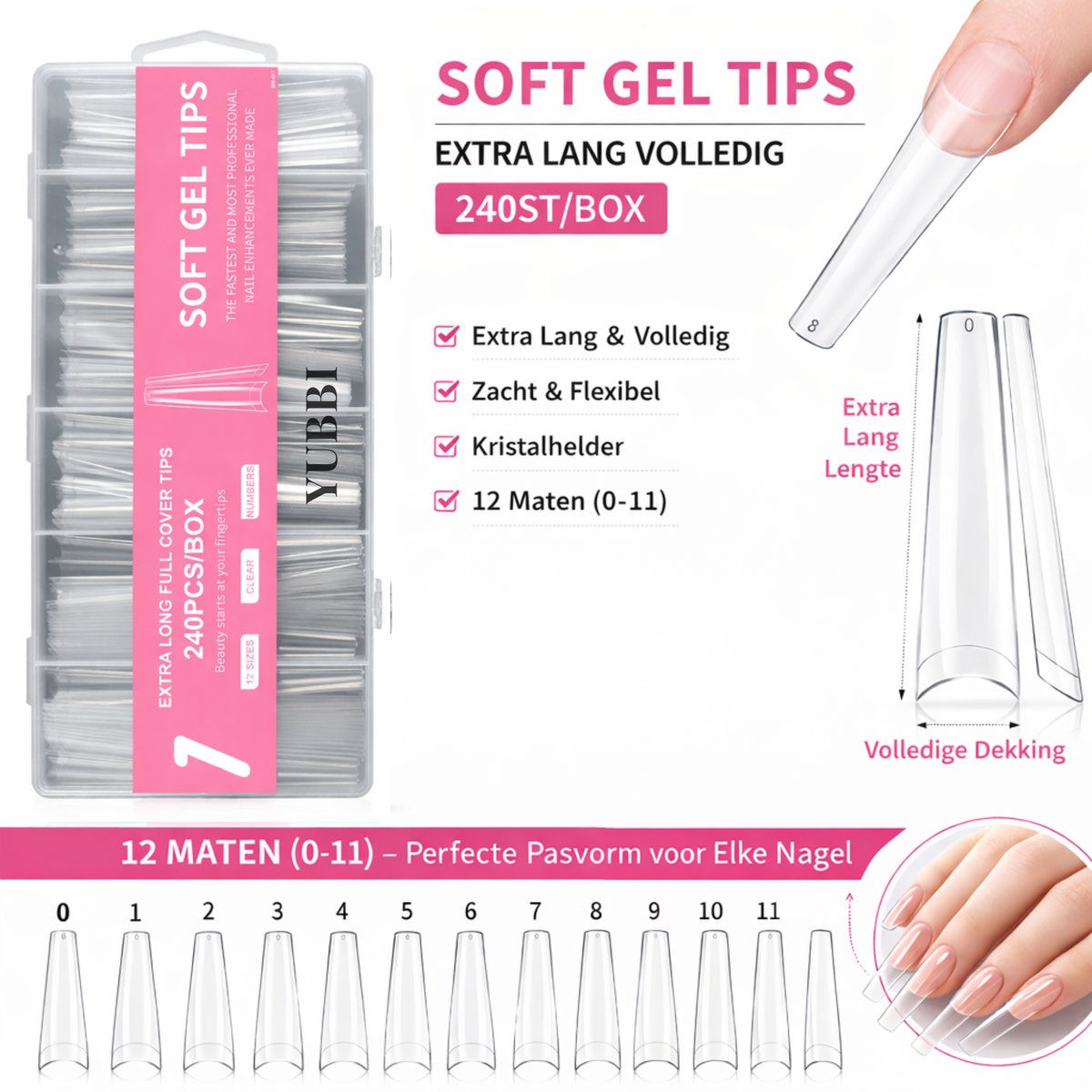 Extra Lange Soft Gel Tips 240 Stuks