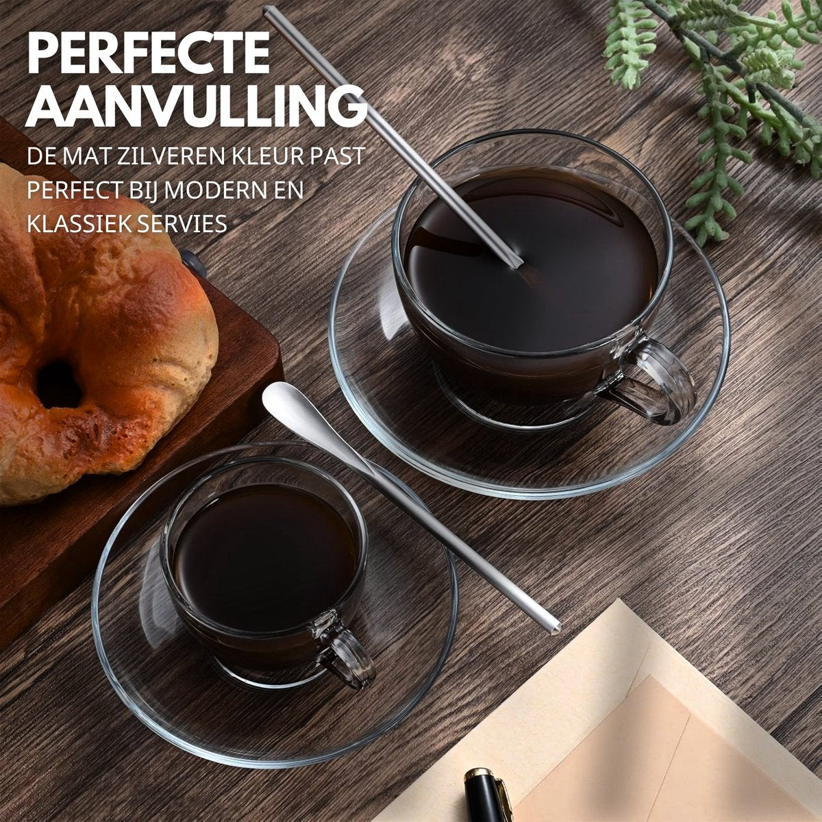 Matte Theelepels 13cm Zilver 12 Stuks