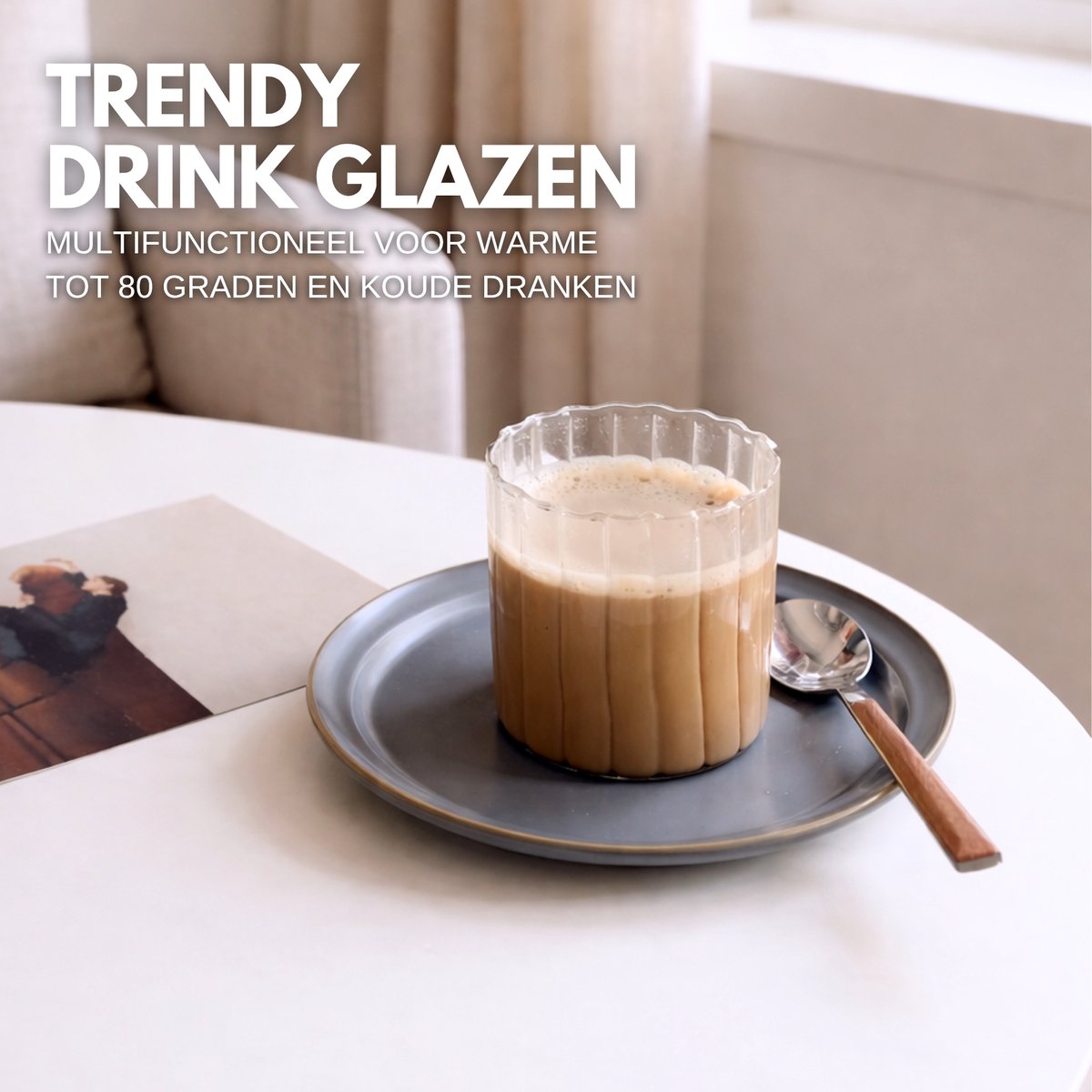 Drinkglazen Waterglazen Ribbel 4 Stuks