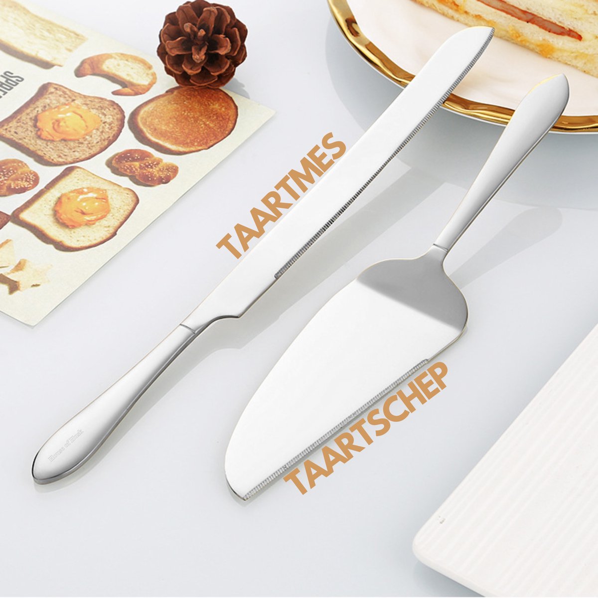 Taartmes en Taartschep Set Zilver