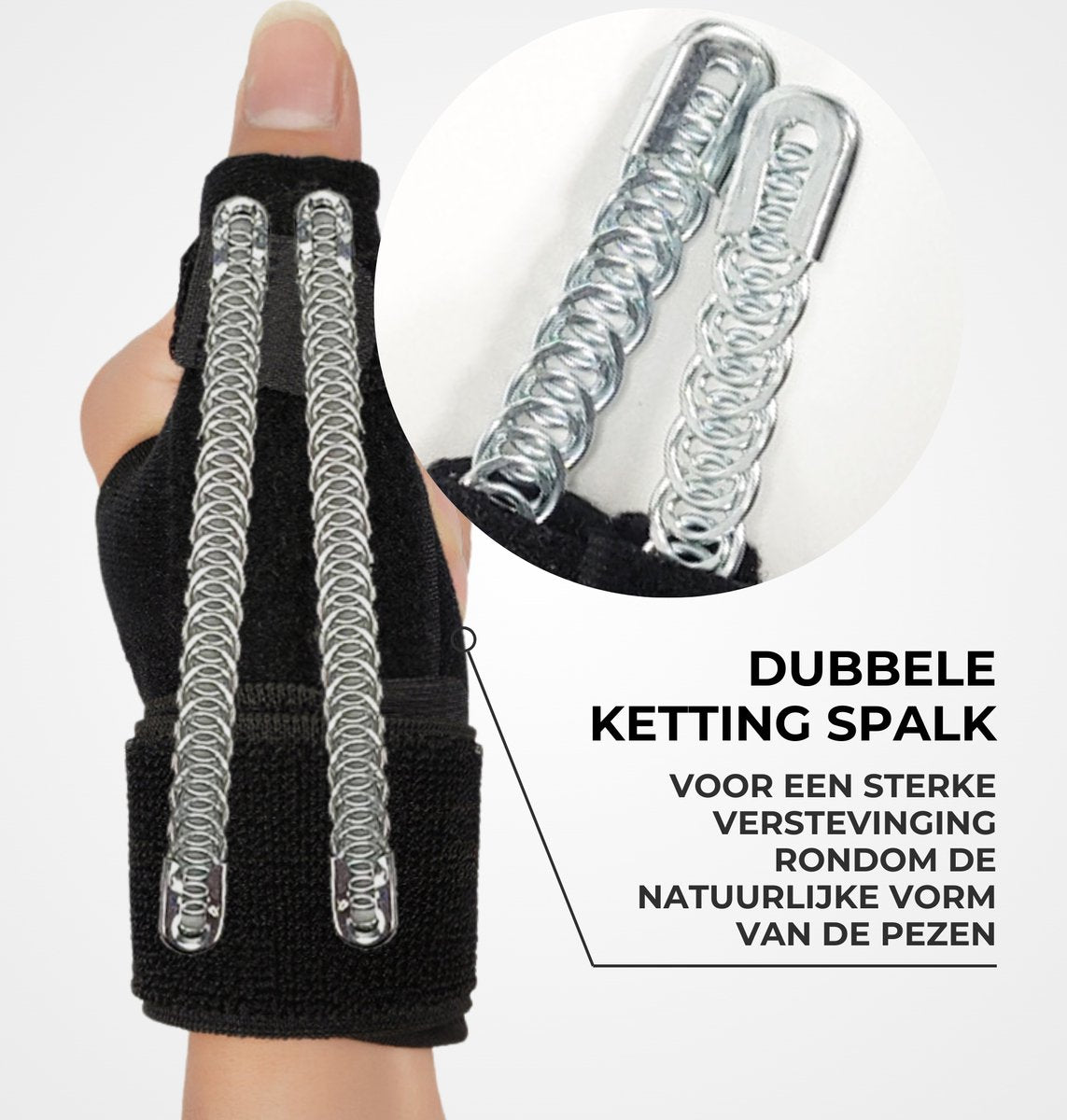 Duimbrace Universeel Ketting Spalk Zwart