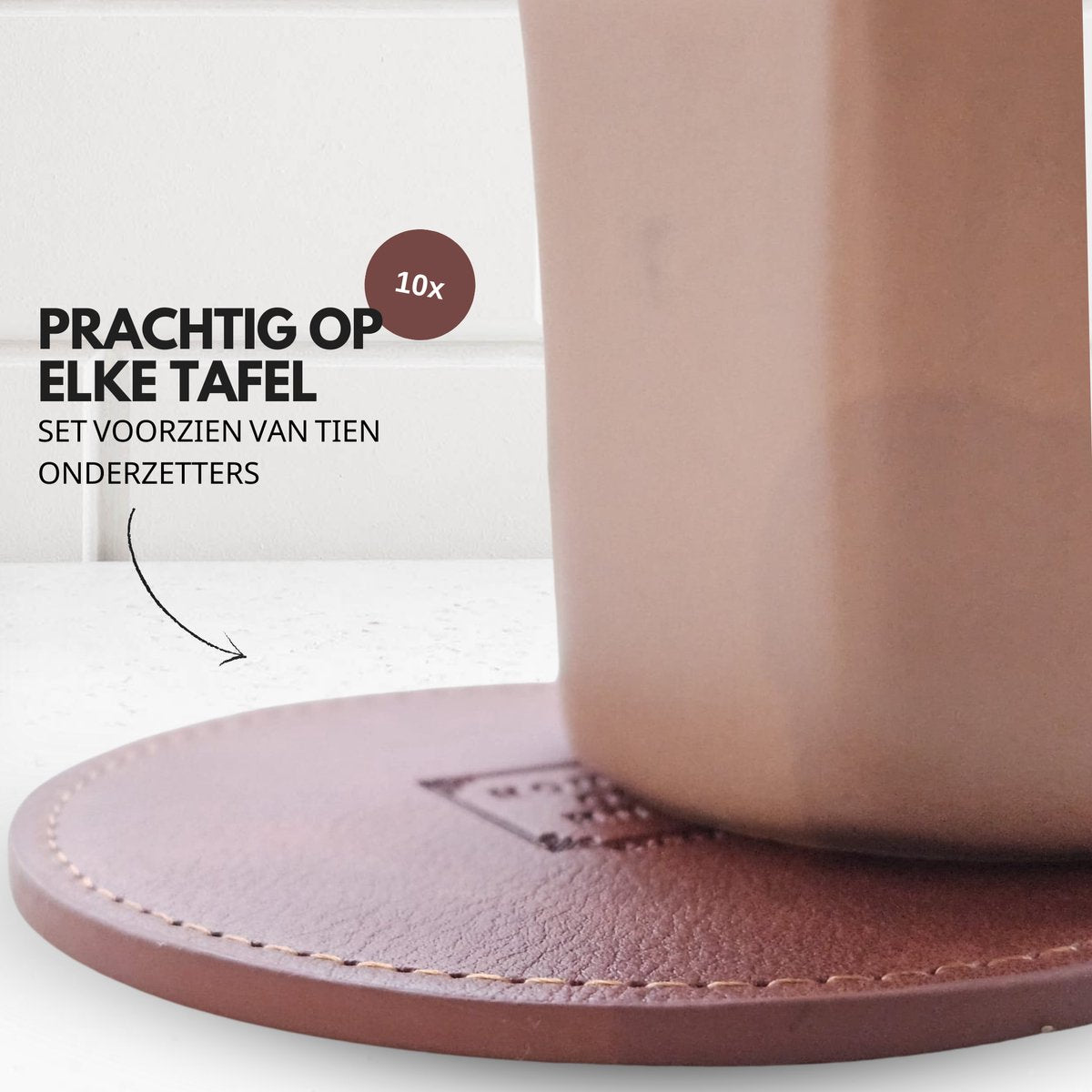 PU Onderzetters 10 Stuks Bruin