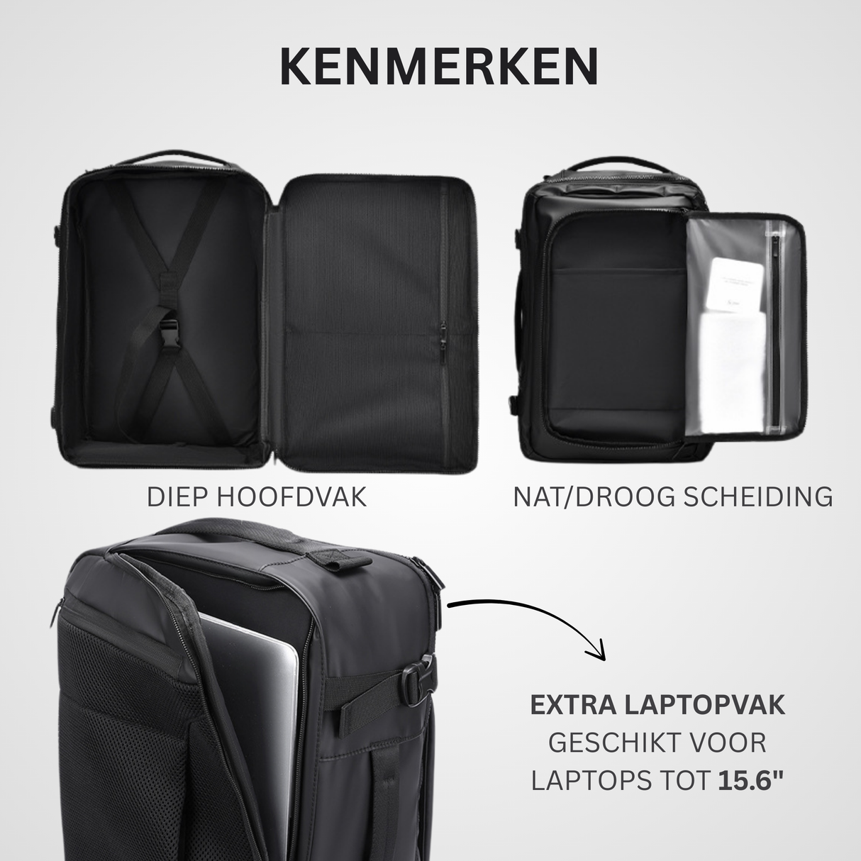 Handbagage Rugzak 15.6inch 39L Groen