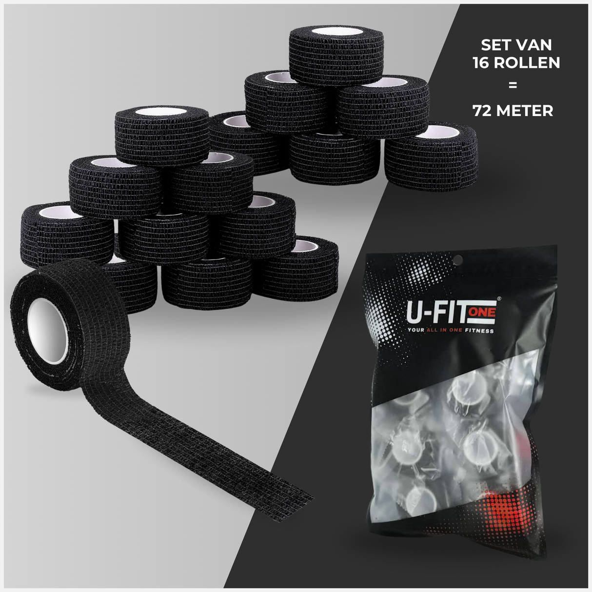 Grip Tape Zwart 16stuks 2.5cm x 4.5m