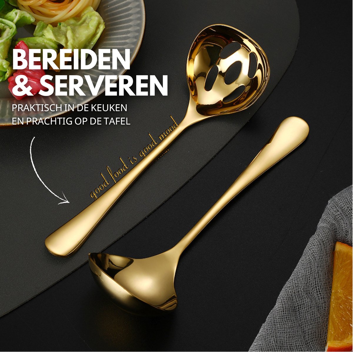 Soeplepel Mix Set 22.3cm - Ø7cm Goud