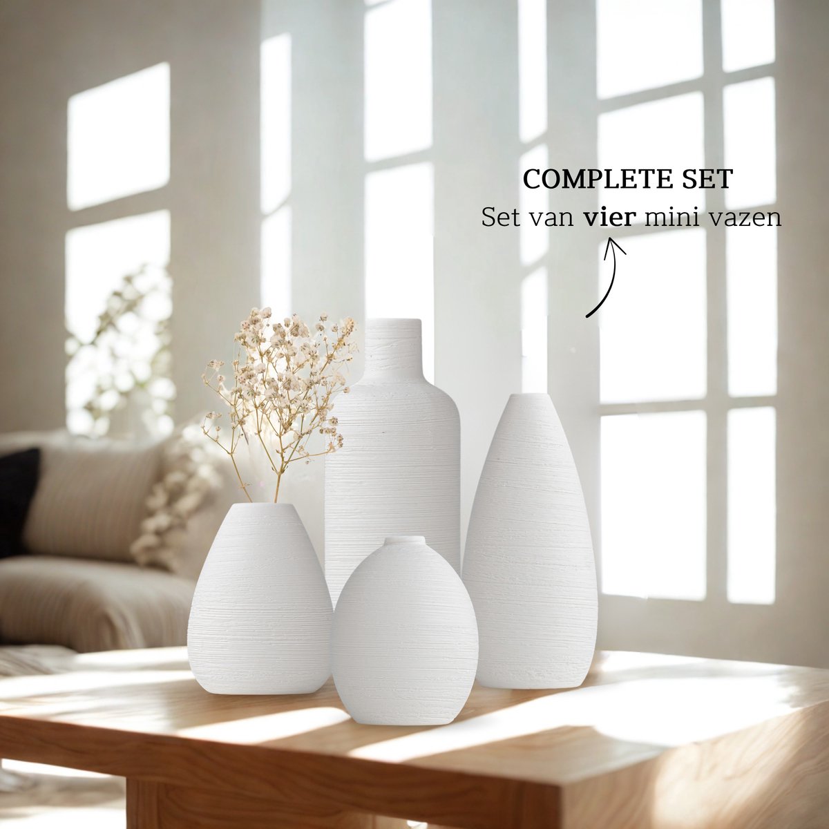 Keramieke Vazen Set Klein 4 Stuks Wit