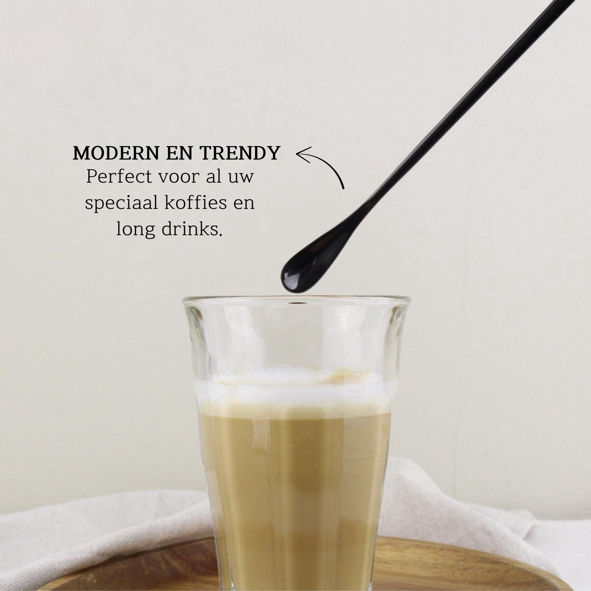 Dun Longdrinklepels 22cm Zwart 6 Stuks