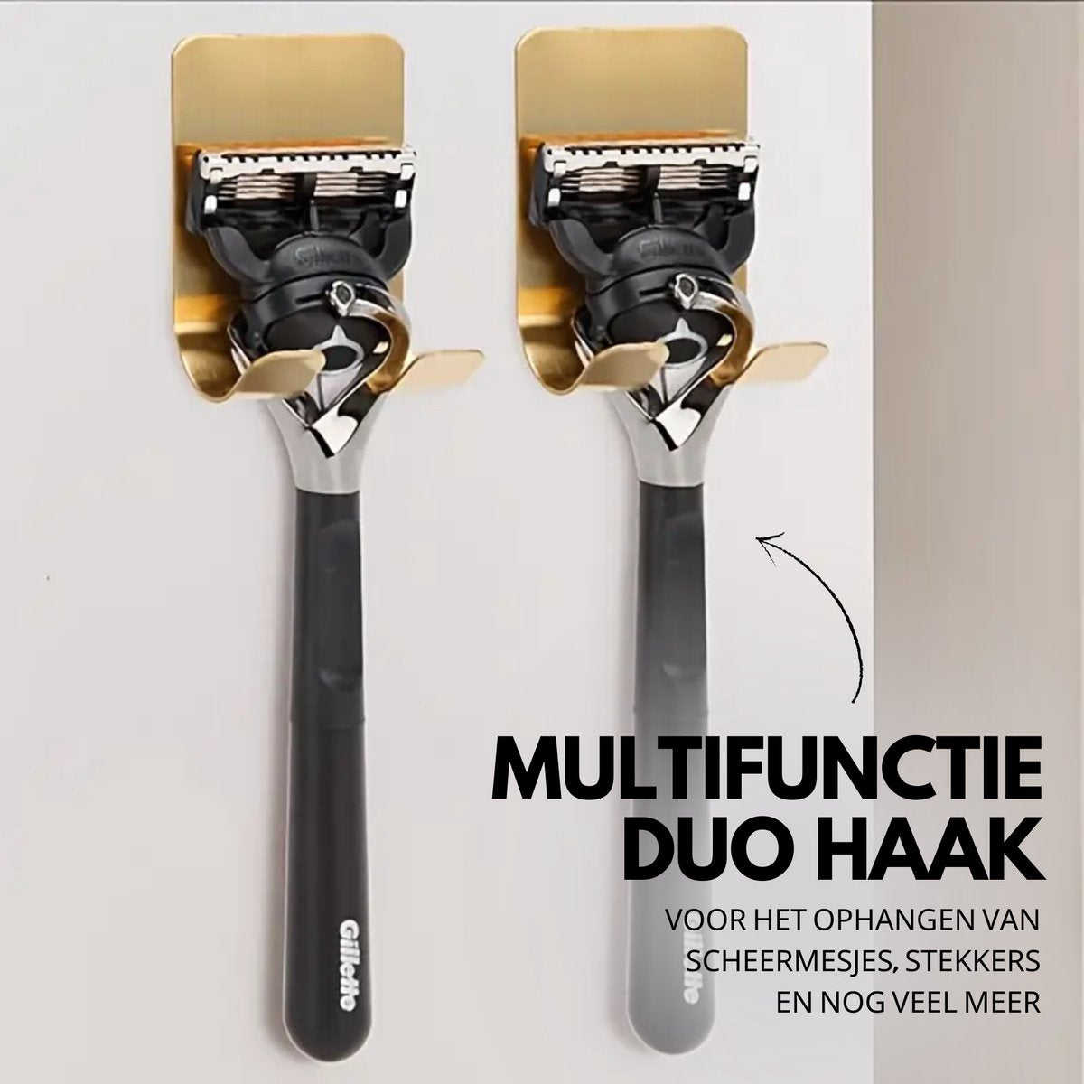 RVS Duo Wandhaak 8 Stuks Goud