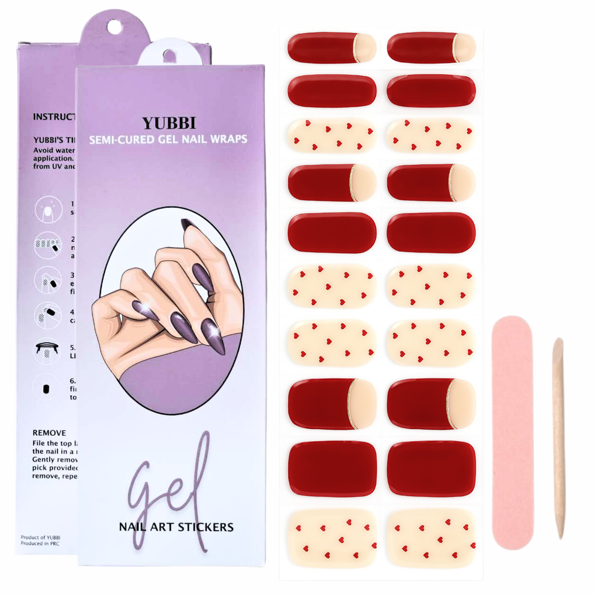 UV Gellak Stickers "Red Hearts"