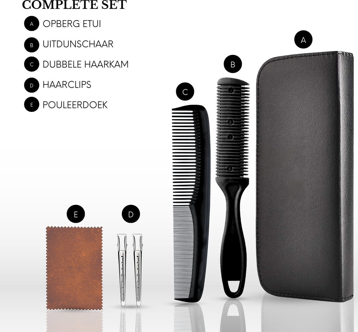 Kappersscharen Set 10-delig Zwart-Blauw