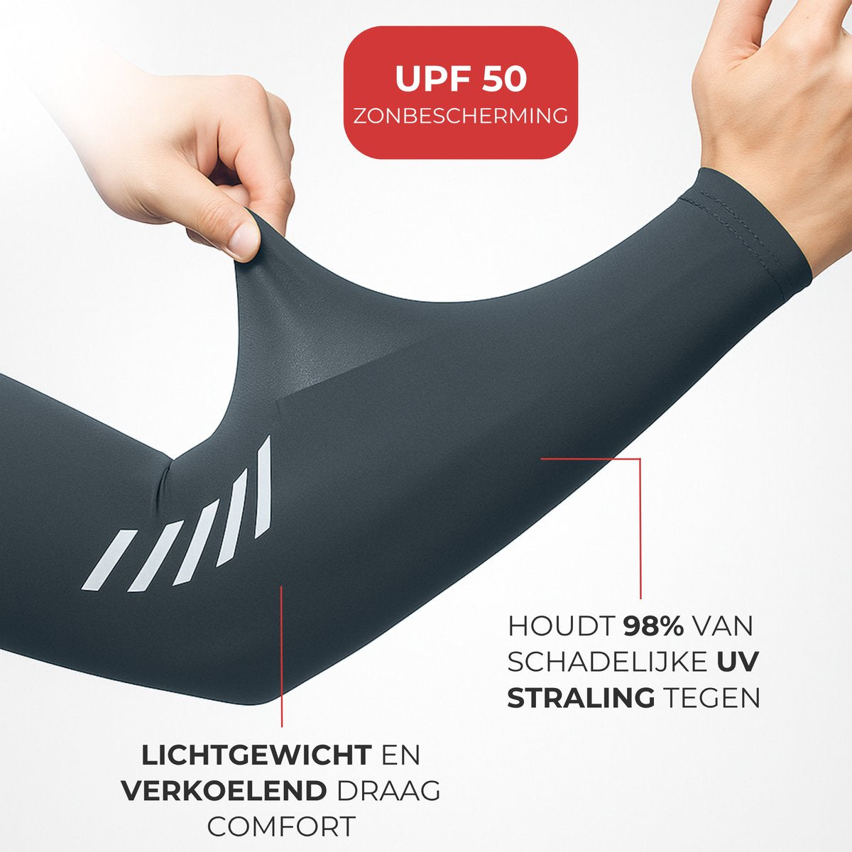 UPF 50+ UV Bescherming Arm Sleeves 2 Stuks Grijs