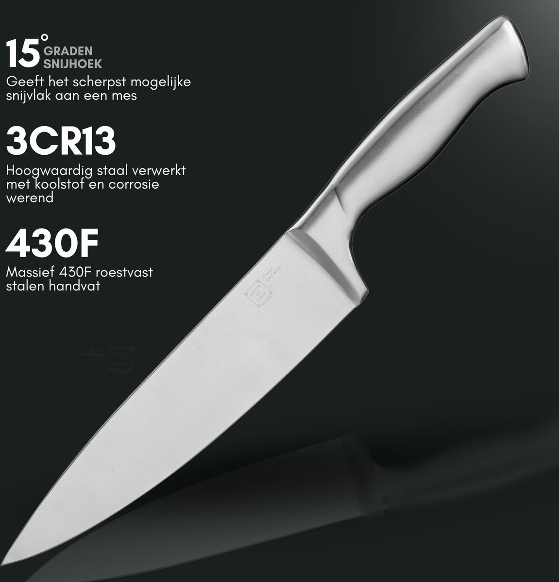 Chef Knife 3Cr13CoMov Zilver