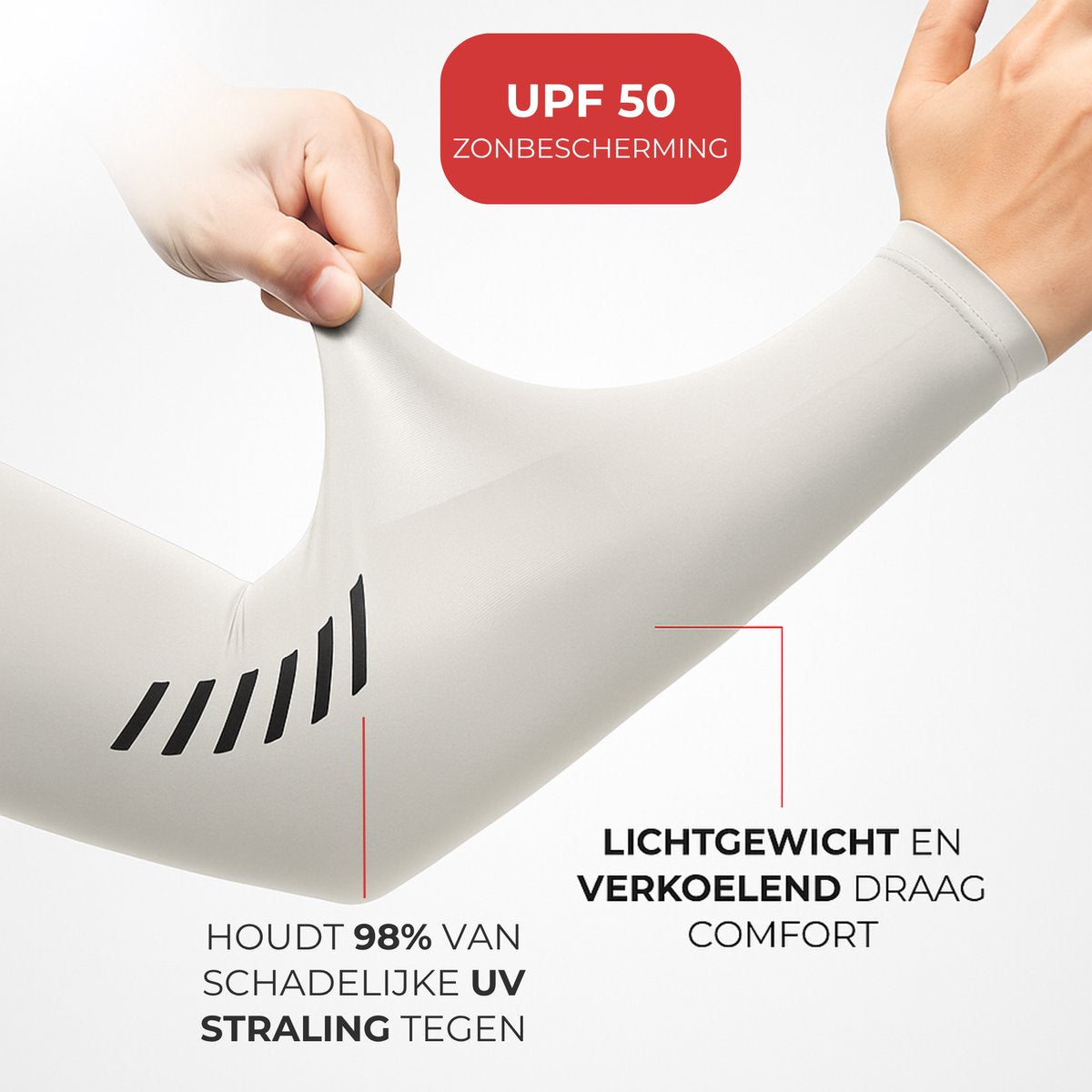 UPF 50+ UV Bescherming Arm Sleeves 2 Stuks Licht Grijs