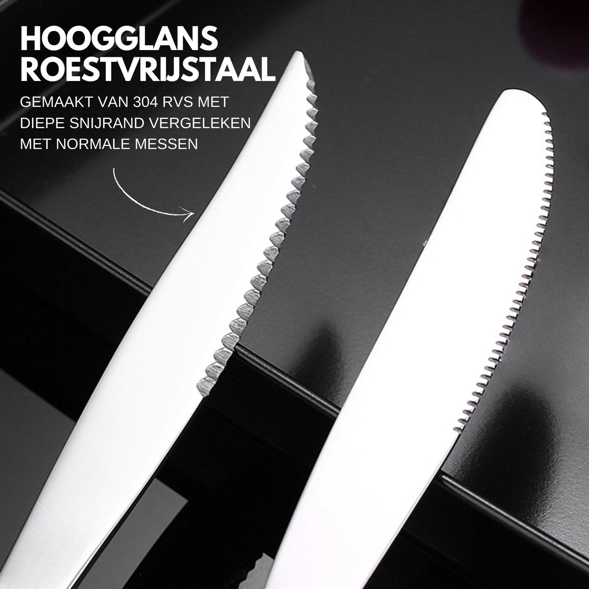 Steakmessen Zilver 8 Stuks