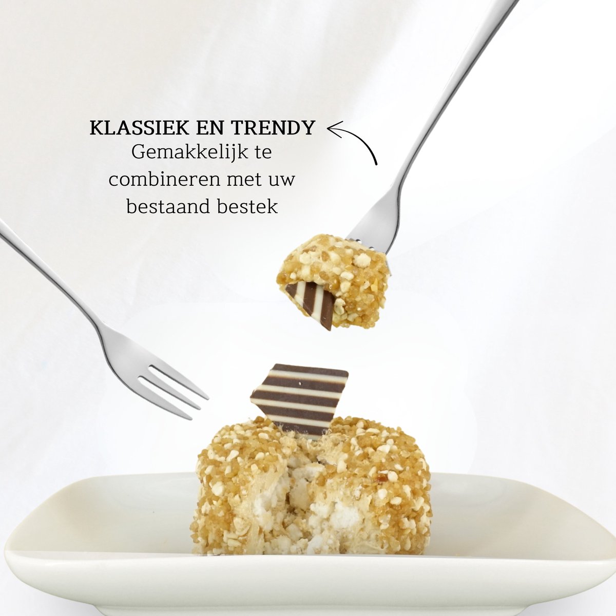 Gebaksvorken 12 Stuks Zilver