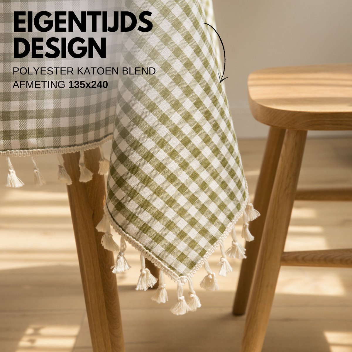 Tafelkleed Groen Geruit 135x240cm