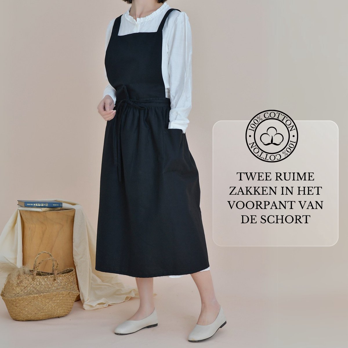 Keukenschort 'Ruffle' Zwart