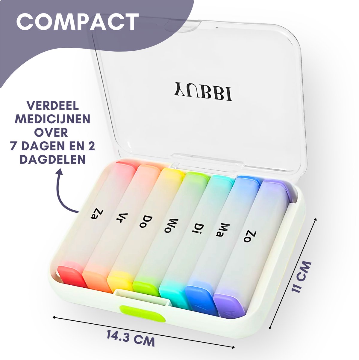 Pillendoos 7 Dagen 2 Dagdelen Wit